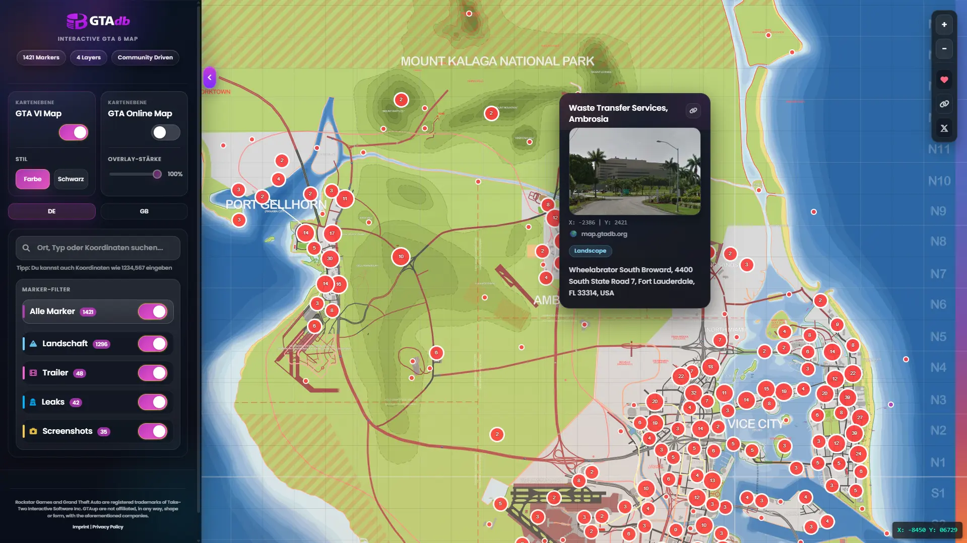 Interactive GTA 6 map with Vice City and Leonida
